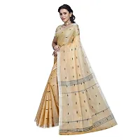 VASTRAFactory Store Woven Bollywood Pure Linen Saree (Gold)-thumb1