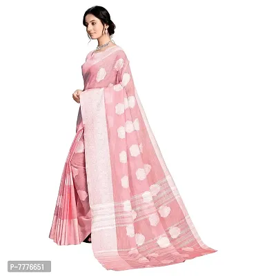 VASTRA-Factory Store BANARASI LINENpink SAREE COMES WITH LINEN SILVER BUTTA DESIGN-thumb2