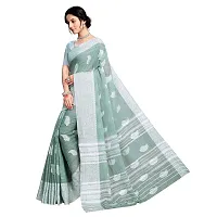 VASTRA-Factory Store BANARASI LINEN Light Blue SAREE COMES WITH LINEN SILVER BUTTA DESIGN-thumb1