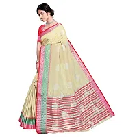 VASTRA-Factory Store BANARASI LINEN beige SAREE COMES WITH LINEN SILVER BUTTA DESIGN-thumb1