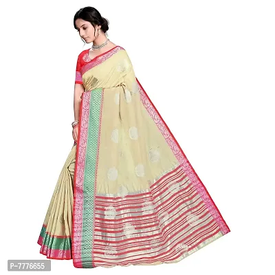 VASTRA-Factory Store BANARASI LINEN beige SAREE COMES WITH LINEN SILVER BUTTA DESIGN-thumb2