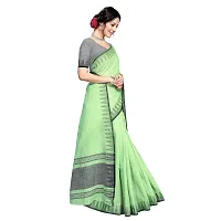 Vastra Factory Store Light Whigte Woman's Designer Silk New Linen Saree (Light Green With Border)-thumb3