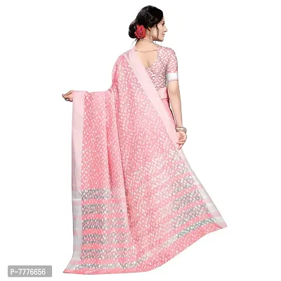 BANARASI LINEN SAREE COMES WITH LINEN SILVER BUTTA DESIGN-thumb4