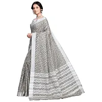 VASTRA-Factory Store BANARASI LINEN grey SAREE COMES WITH LINEN SILVER BUTTA DESIGN-thumb1