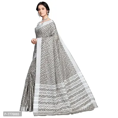 VASTRA-Factory Store BANARASI LINEN grey SAREE COMES WITH LINEN SILVER BUTTA DESIGN-thumb2