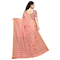 Vastra Factory Store Light Whigte Woman's Designer Silk New Linen Printed Saree (Pink)-thumb2