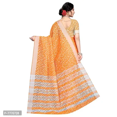 VASTRA-Factory Store BANARASI LINEN orange SAREE COMES WITH LINEN SILVER BUTTA DESIGN-thumb4