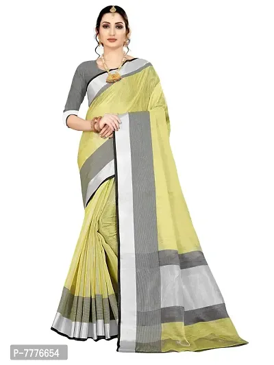 VASTRA Banarasi silk blend saree with full original zari work saree with blouse piece (Light green)