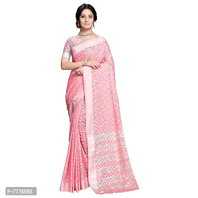 VASTRA-Factory Store BANARASI LINEN multicolor SAREE COMES WITH LINEN SILVER BUTTA DESIGN-thumb0