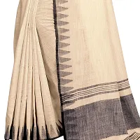 Vastra Factory Store Light Whigte Woman's Designer Silk New Linen Saree (Beige With Border)-thumb4