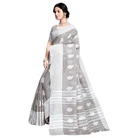 VASTRA-Factory Store BANARASI LINEN Silver SAREE COMES WITH LINEN SILVER BUTTA DESIGN-thumb1