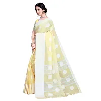 VASTRA-Factory Store BANARASI LINEN Yellow SAREE COMES WITH LINEN SILVER BUTTA DESIGN-thumb2