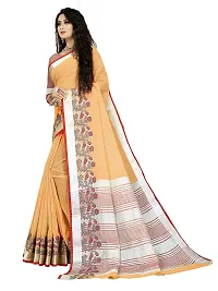 Vastra Factory Store Orange Color Cotton Linen Blend Saree With Full Original Embroidery Saree For Woman (Orange)-thumb1