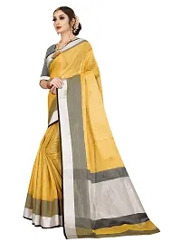 VASTRA Women's Banarasi Silk Saree With Un-stitched Blouse (Yellow)-thumb1