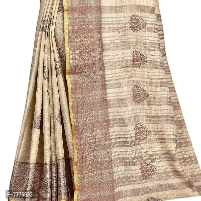 this is new VASTRA-Factory Store BANARASI LINEN gold SAREE COMES WITH LINEN SILVER BUTTA DESIGN-thumb5