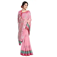 VASTRA-Factory Store BANARASI LINEN pink SAREE COMES WITH LINEN SILVER BUTTA DESIGN-thumb3