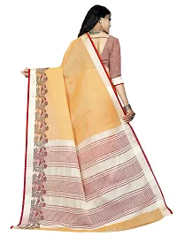 Vastra Factory Store Orange Color Cotton Linen Blend Saree With Full Original Embroidery Saree For Woman (Orange)-thumb2