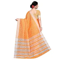 Vastra Factory Store Light Whigte Woman's Designer Silk New Linen Saree (Light Orange)-thumb2