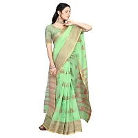 this is new VASTRA-Factory Store BANARASI LINEN light green SAREE COMES WITH LINEN SILVER BUTTA DESIGN-thumb1