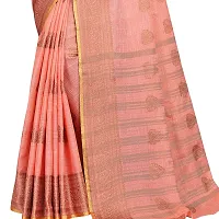 Vastra Factory Store Light Whigte Woman's Designer Silk New Linen Printed Saree (Pink)-thumb4