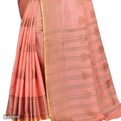 Vastra Factory Store Light Whigte Woman's Designer Silk New Linen Printed Saree (Pink)-thumb5