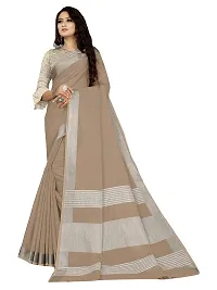 Vastra Brown color silk blend saree with full original zari butta saree with blouse piece-thumb3