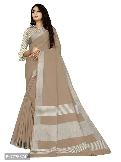 Vastra Brown color silk blend saree with full original zari butta saree with blouse piece-thumb4