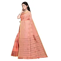 Vastra Factory Store Light Whigte Woman's Designer Silk New Linen Printed Saree (Pink)-thumb1