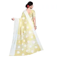 VASTRA-Factory Store BANARASI LINEN Yellow SAREE COMES WITH LINEN SILVER BUTTA DESIGN-thumb3