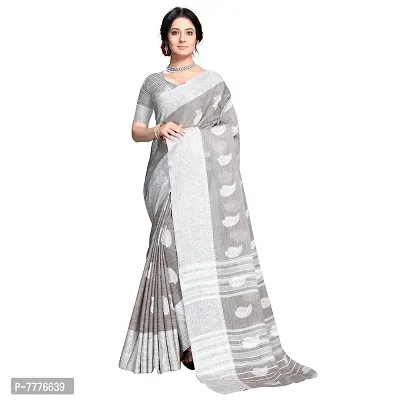 VASTRA-Factory Store BANARASI LINEN Silver SAREE COMES WITH LINEN SILVER BUTTA DESIGN