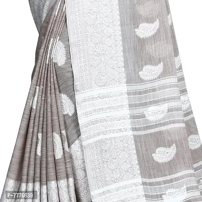 VASTRA-Factory Store BANARASI LINEN Silver SAREE COMES WITH LINEN SILVER BUTTA DESIGN-thumb3