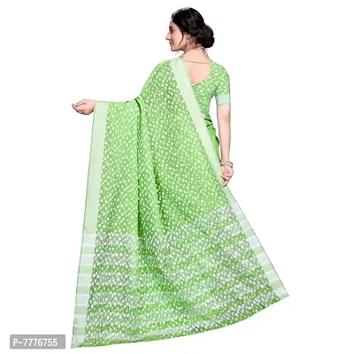 VASTRA-Factory Store BANARASI LINEN light green SAREE COMES WITH LINEN SILVER BUTTA DESIGN-thumb3