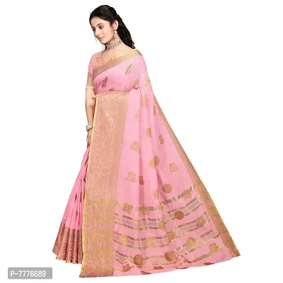 this is VASTRA-Factory Store new BANARASI LINENpink SAREE COMES WITH LINEN SILVER BUTTA DESIGN-thumb3