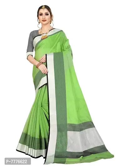 VASTRA Banarasi silk blend saree with full original zari work saree with blouse piece (Green)-thumb0