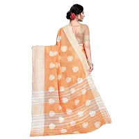 VASTRA-Factory Store BANARASI LINENorange SAREE COMES WITH LINEN SILVER BUTTA DESIGN-thumb1