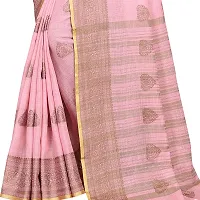 Vastra Factory Store Light Whigte Woman's Designer Silk New Linen Printed Saree (Light Pink)-thumb4