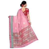 VASTRA-Factory Store BANARASI LINEN pink SAREE COMES WITH LINEN SILVER BUTTA DESIGN-thumb2