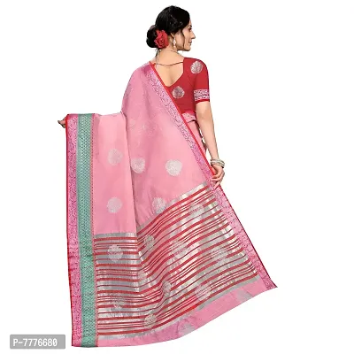 VASTRA-Factory Store BANARASI LINEN pink SAREE COMES WITH LINEN SILVER BUTTA DESIGN-thumb3