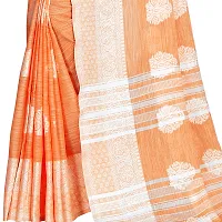 VASTRA-Factory Store BANARASI LINENorange SAREE COMES WITH LINEN SILVER BUTTA DESIGN-thumb3