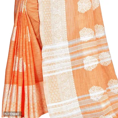 VASTRA-Factory Store BANARASI LINENorange SAREE COMES WITH LINEN SILVER BUTTA DESIGN-thumb4