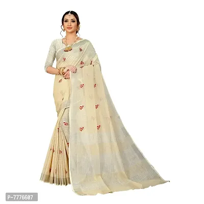 Vastra cream color Silk blend original zari butta saree for woman-thumb0