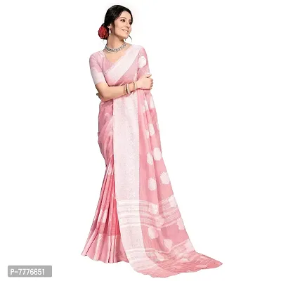 VASTRA-Factory Store BANARASI LINENpink SAREE COMES WITH LINEN SILVER BUTTA DESIGN-thumb5