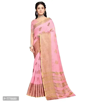 this is VASTRA-Factory Store new BANARASI LINENpink SAREE COMES WITH LINEN SILVER BUTTA DESIGN