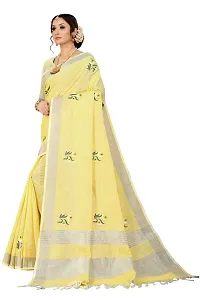 VASTRA Women's Cotton Blend Linen Saree with Unstitched Blouse Piece (Design -2)-thumb1