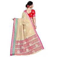 VASTRA-Factory Store BANARASI LINEN beige SAREE COMES WITH LINEN SILVER BUTTA DESIGN-thumb2