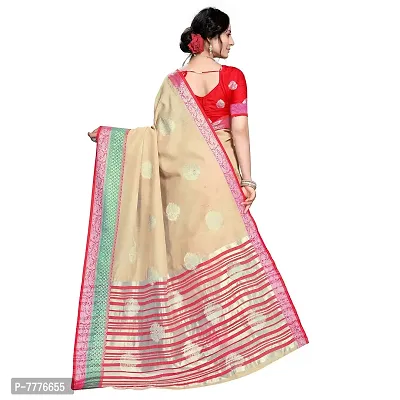 VASTRA-Factory Store BANARASI LINEN beige SAREE COMES WITH LINEN SILVER BUTTA DESIGN-thumb3