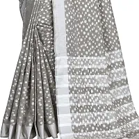 Vastra Factory Store Light Whigte Woman's Designer Silk New Linen Printed Saree (Grey)-thumb4