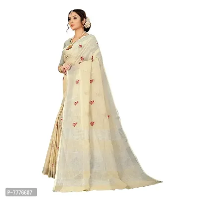 Vastra cream color Silk blend original zari butta saree for woman-thumb2