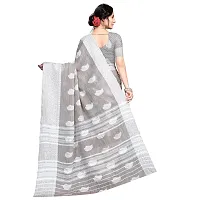 VASTRA-Factory Store BANARASI LINEN Silver SAREE COMES WITH LINEN SILVER BUTTA DESIGN-thumb3