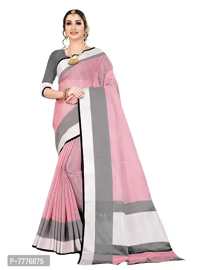 VASTRA Women's Banarasi Silk Saree With Un-stitched Blouse (Pink)-thumb0